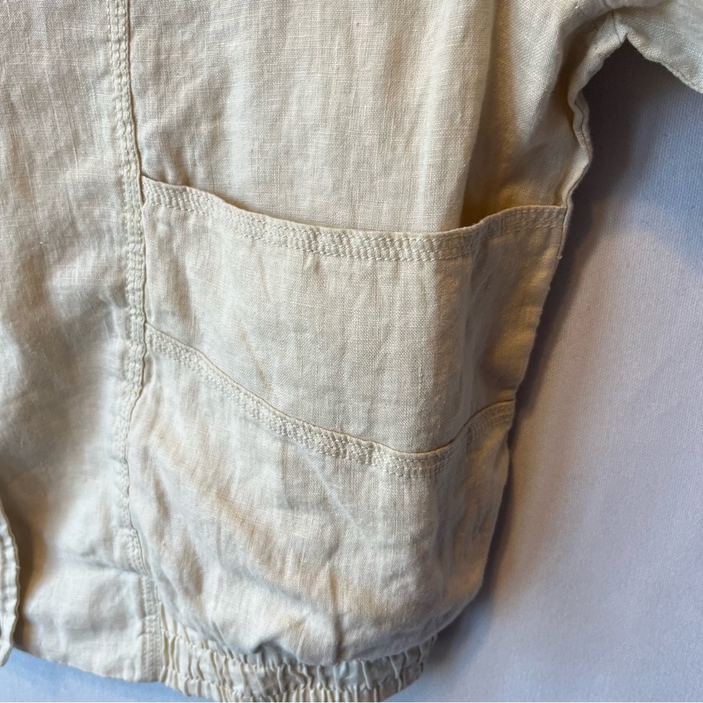 MNG bomber jacket 100% Linen NWT Ivory cream Pockets Breathable Lined Collarless - Picture 6 of 7